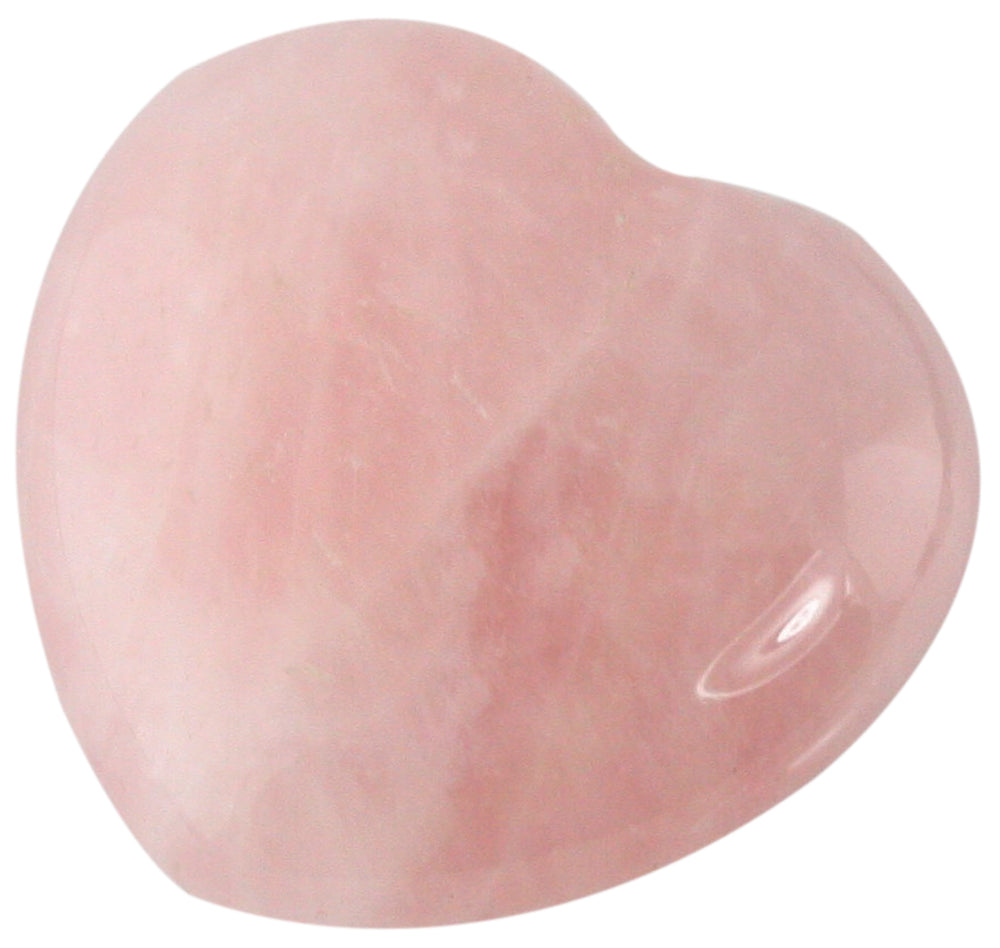 10pc 45mm Polished Rose Quartz Heart Puff