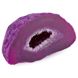 Polished Pink Agate Crystal Geode Druzy Head with Cut Base - 1/2lb to 1lb