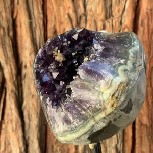 12cm 2.49kg Polished Amethyst Cluster on Stand from Uruguay