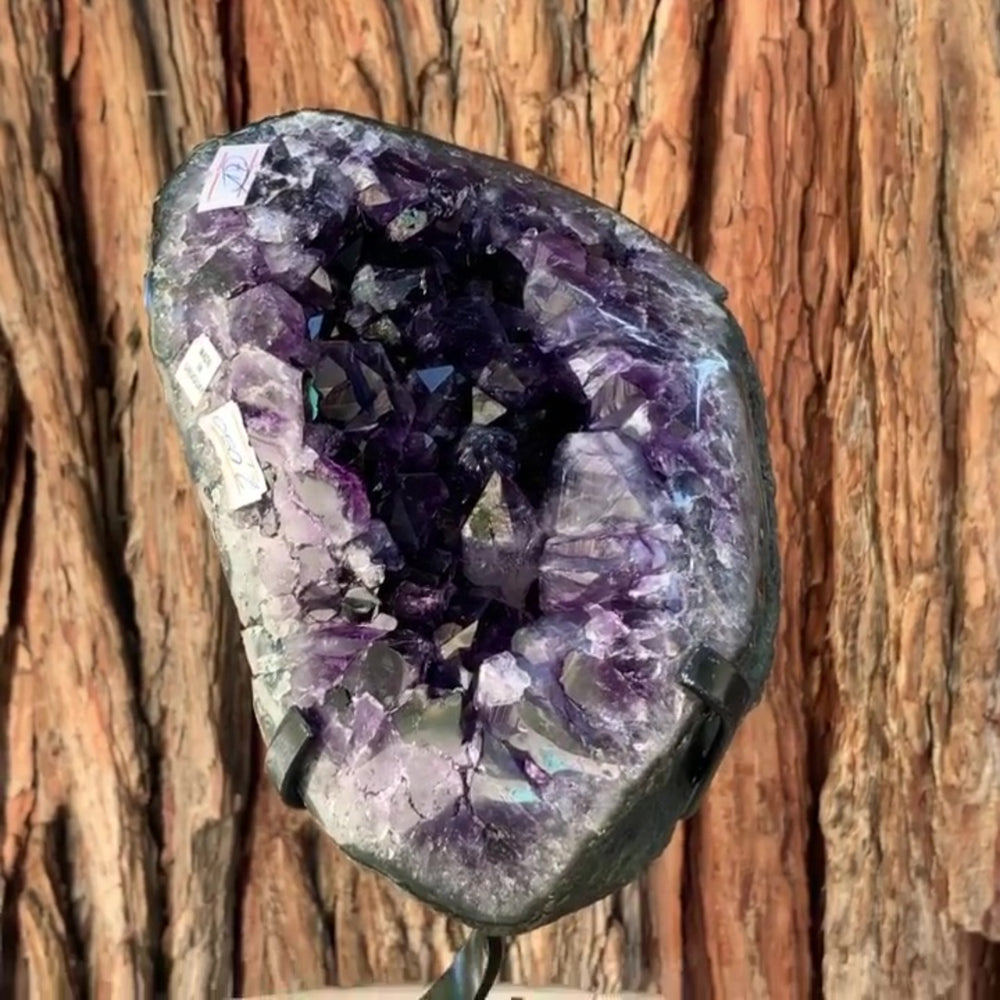 18cm 2.04kg Polished Amethyst Cluster on Stand from Uruguay