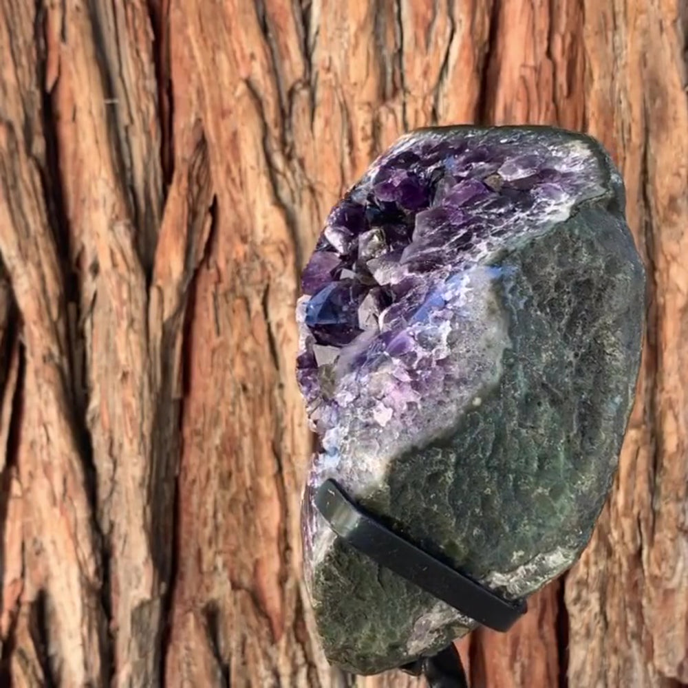 18cm 2.04kg Polished Amethyst Cluster on Stand from Uruguay