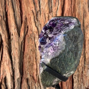 18cm 2.04kg Polished Amethyst Cluster on Stand from Uruguay