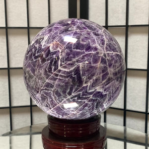 17.5cm 7.21kg Polished Chevron Banded Amethyst Sphere from Zambia