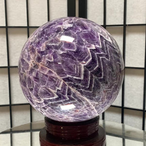 17.5cm 7.21kg Polished Chevron Banded Amethyst Sphere from Zambia