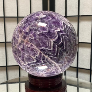 
            
                Load image into Gallery viewer, 17.5cm 7.21kg Polished Chevron Banded Amethyst Sphere from Zambia
            
        