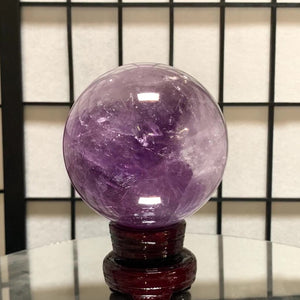 
            
                Load image into Gallery viewer, 11cm 2.02kg Polished Amethyst Sphere on Stand from Brazil
            
        