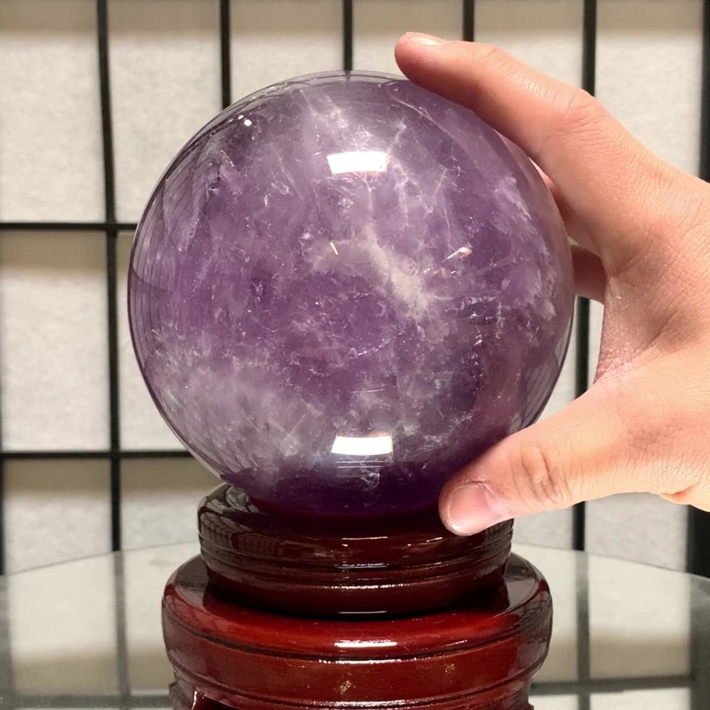 12.5cm 2.81kg Polished Amethyst Sphere on Stand from Brazil
