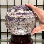 14cm 3.94kg Polished Chevron Amethyst Sphere on Stand from Zambia