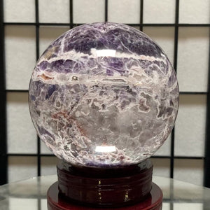 14cm 3.94kg Polished Chevron Amethyst Sphere on Stand from Zambia