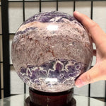 17cm 6.39kg Polished Chevron Amethyst Sphere on Stand from Zambia