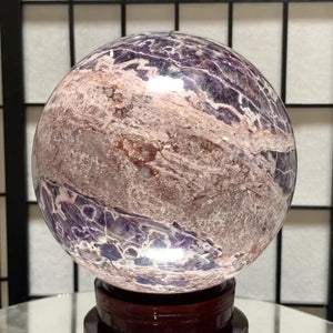 17cm 6.39kg Polished Chevron Amethyst Sphere on Stand from Zambia