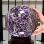 17.5cm 7.66kg Polished Chevron Amethyst Sphere on Stand from Zambia