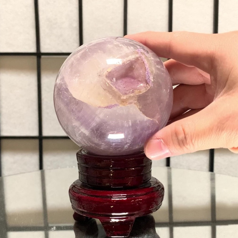 8.5cm 846g Polished Amethyst Sphere on Stand from Brazil