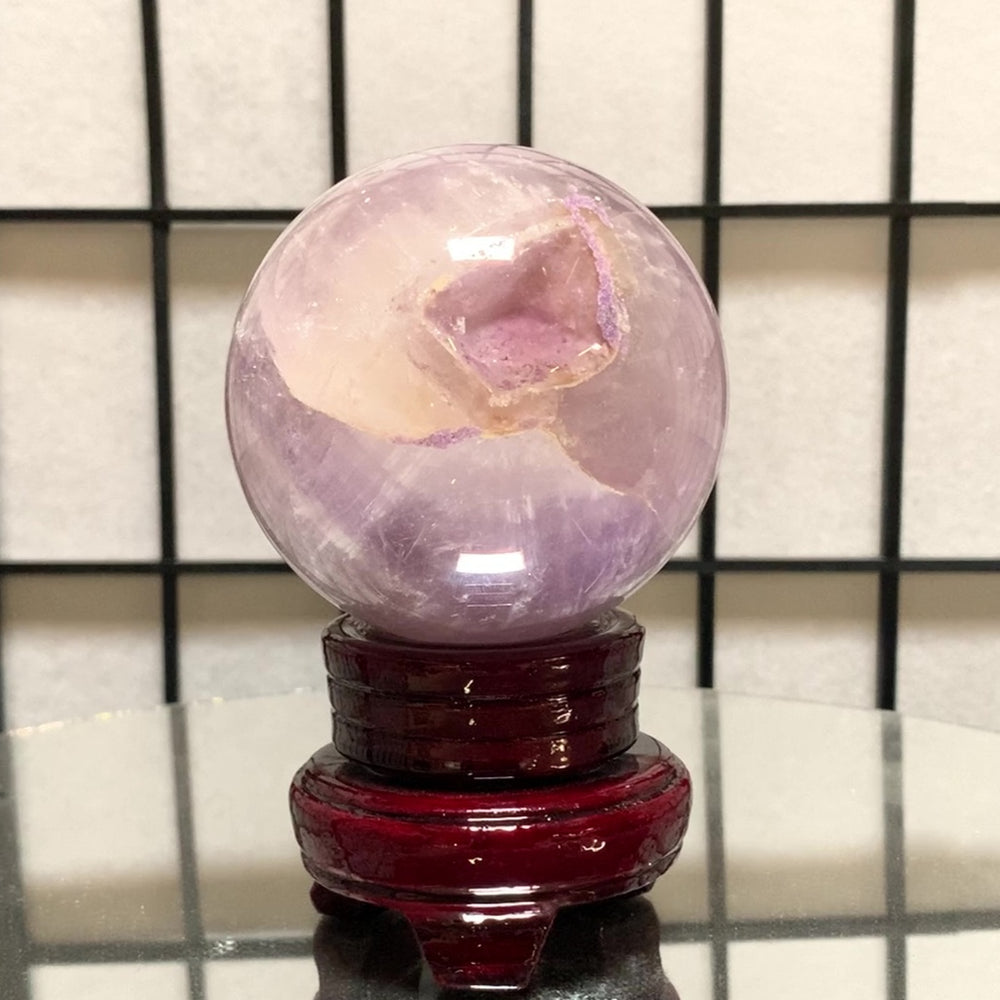 8.5cm 846g Polished Amethyst Sphere on Stand from Brazil