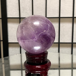 9.5cm 1.11kg Polished Amethyst Sphere on Stand from Brazil