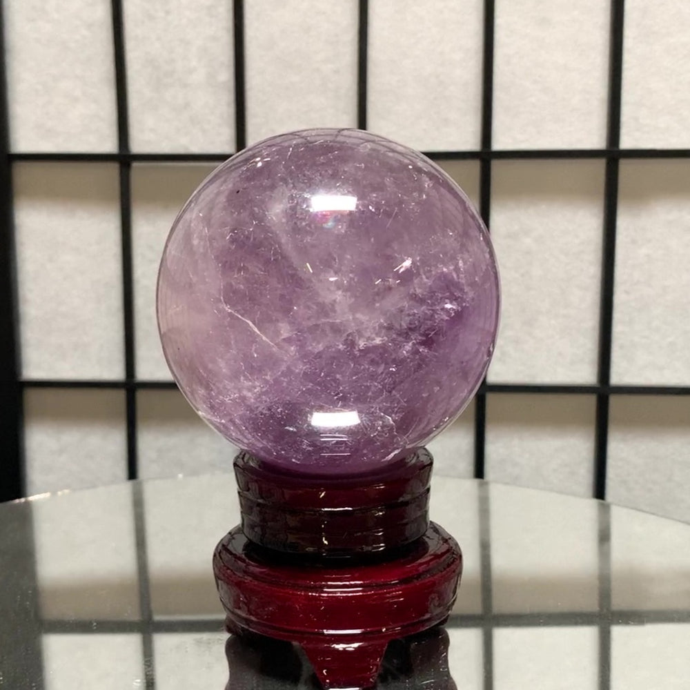 
            
                Load image into Gallery viewer, 9.5cm 1.12kg Polished Amethyst Sphere on Stand from Brazil
            
        