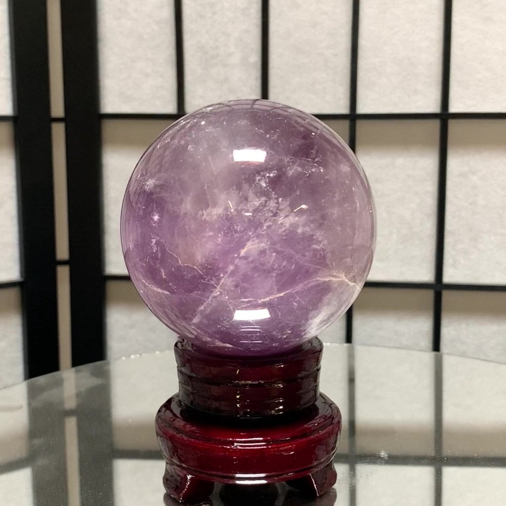 
            
                Load image into Gallery viewer, 9.5cm 1.12kg Polished Amethyst Sphere on Stand from Brazil
            
        