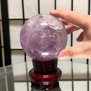 9.5cm 1.21kg Polished Amethyst Sphere on Stand from Brazil