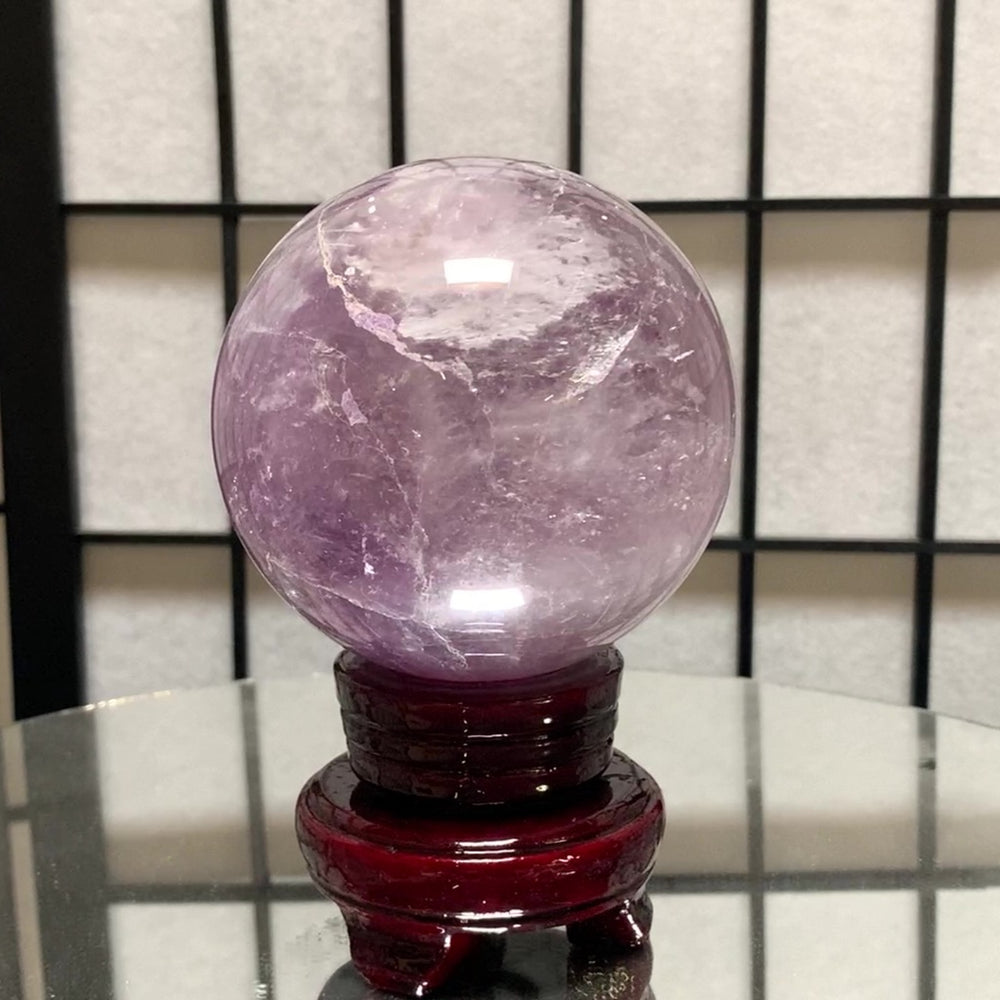 9.5cm 1.21kg Polished Amethyst Sphere on Stand from Brazil