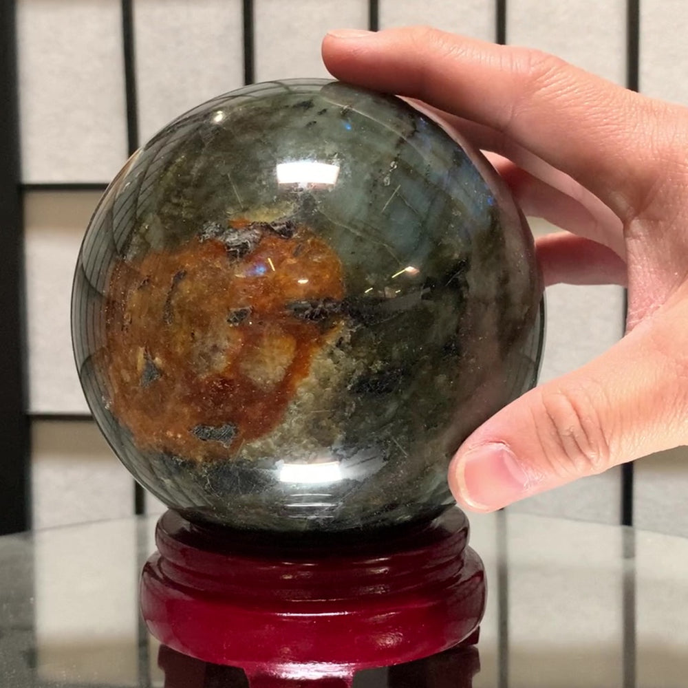11.5cm 2.47kg Polished Labradorite Sphere from Madagascar