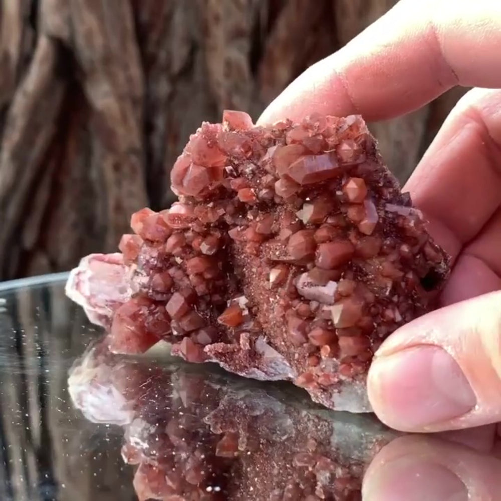 9cm 205g Red Quartz with Clay Inclusion from Errachidia, Morocco