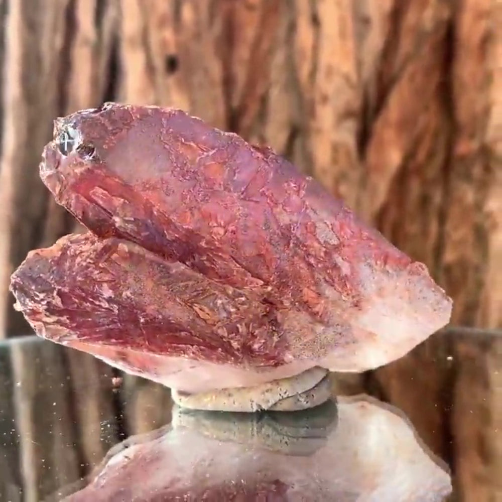 8cm 126g Red Quartz with Clay Inclusion, Tinejdad, Errachidia Province, Morocco