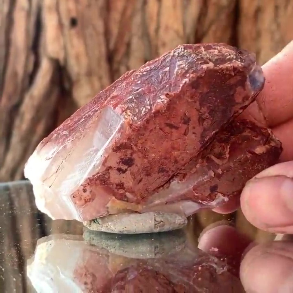 8cm 126g Red Quartz with Clay Inclusion, Tinejdad, Errachidia Province, Morocco