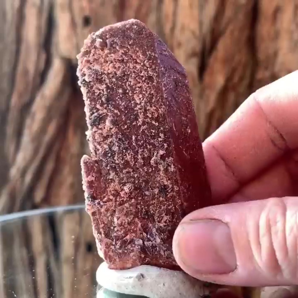 
            
                Load image into Gallery viewer, 8.2cm 84g Red Quartz with Clay Inclusion, Tinejdad, Errachidia Province, Morocco
            
        