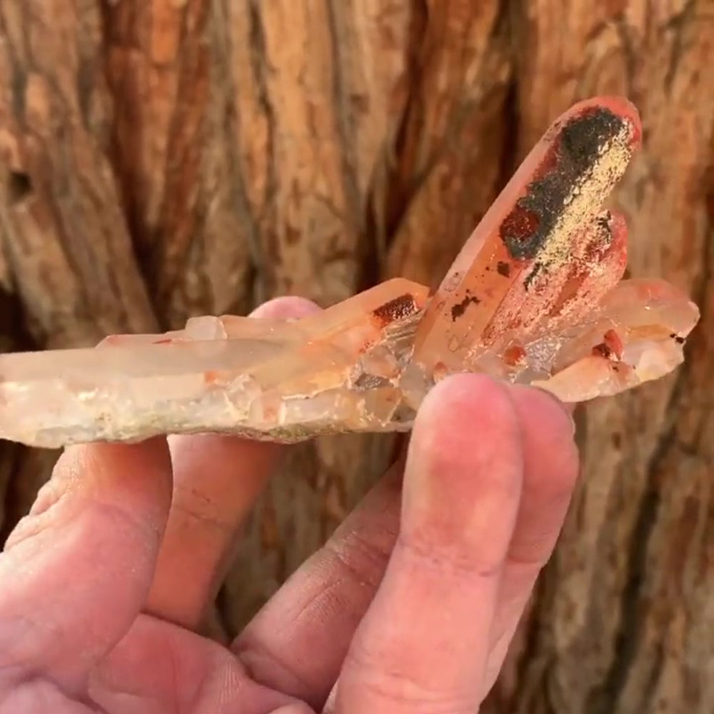 11.5cm 110g Red Quartz with Clay Inclusion, Tinejdad, Errachidia Province, Morocco