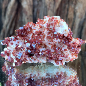8cm 122g Vanadinite on White Barite from Mibladen, Morocco