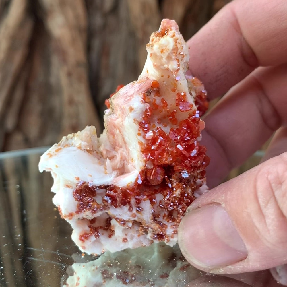 6.5cm 108g Vanadinite on White Barite from Mibladen, Morocco
