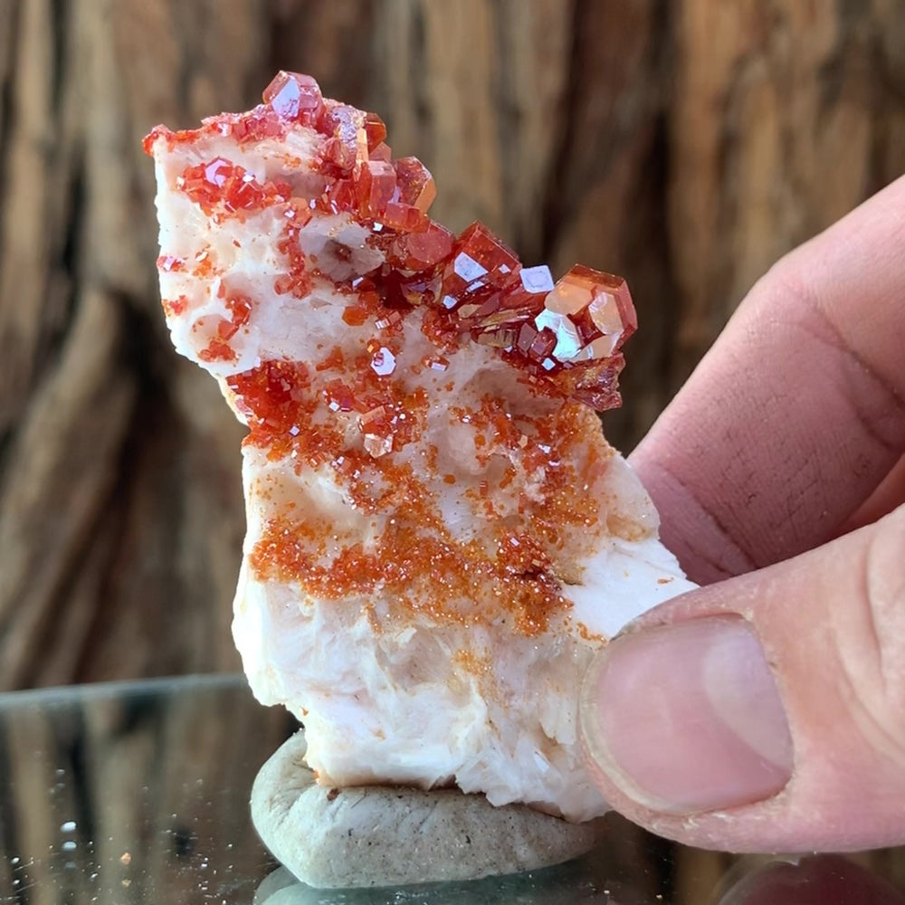 7cm 72g Vanadinite on White Barite from Mibladen, Morocco