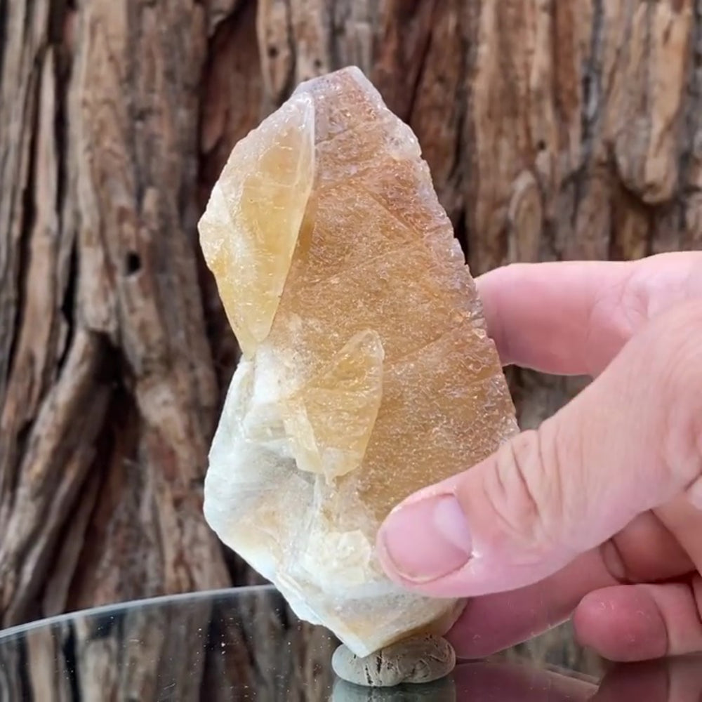 12cm 430g Yellow Calcite from Imilchil, Middle Atlas Mtns, Morocco