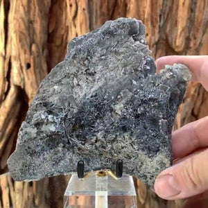 14cm 370g Stibnite & Calcite from Hunan, China