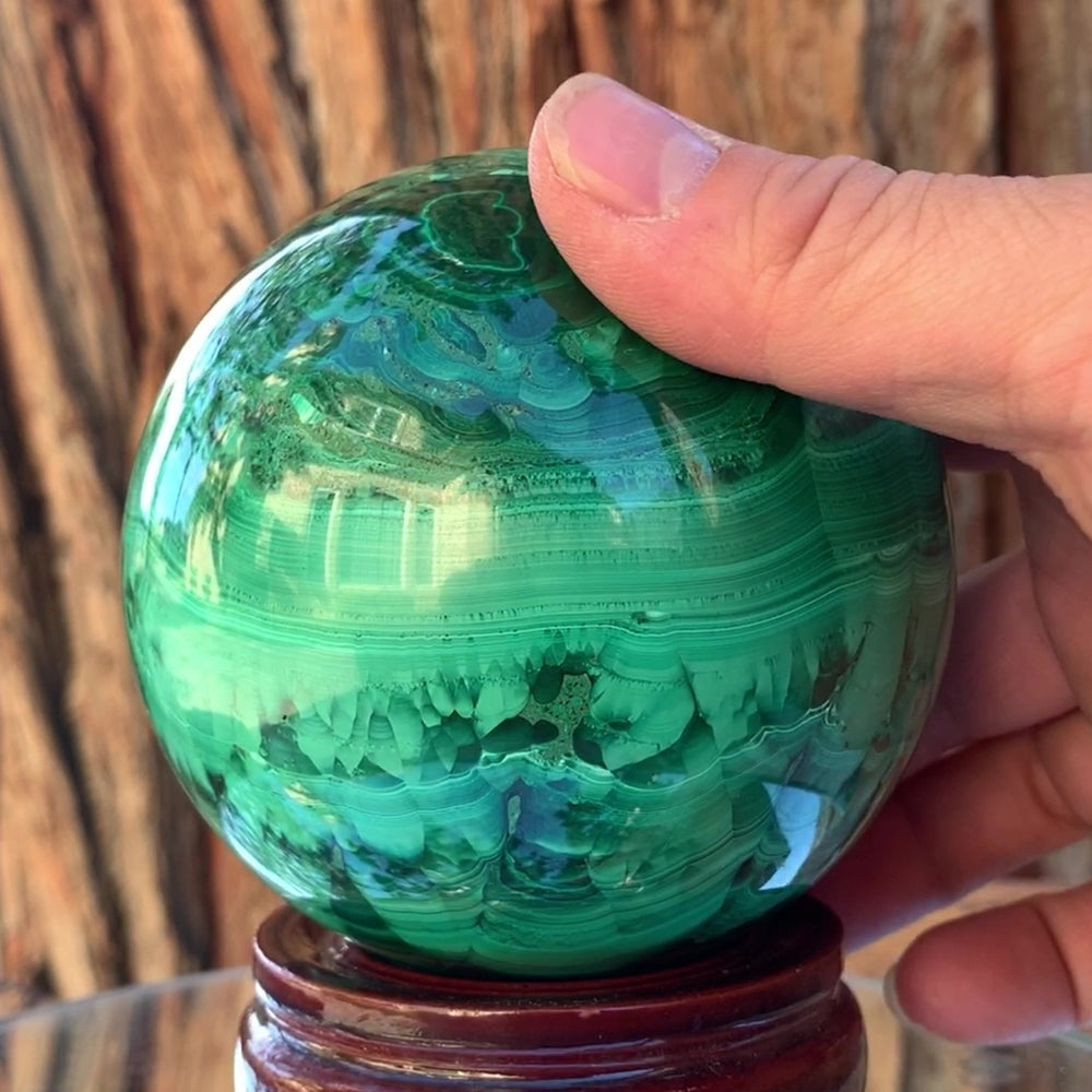 8.5cm 1.73kg Polished Malachite Sphere from Congo