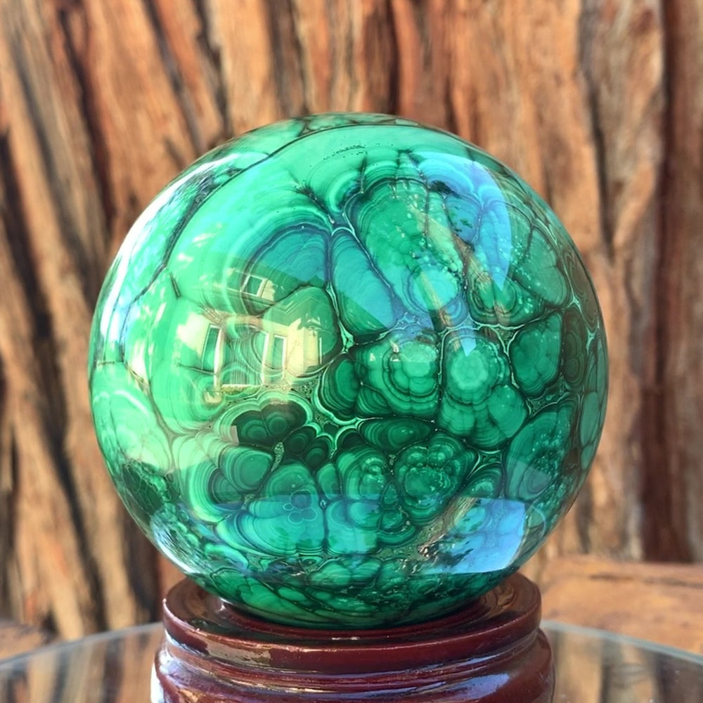 8cm 1.52kg Polished Malachite Sphere from Congo