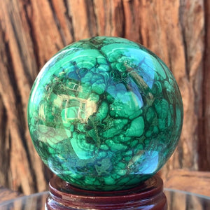8cm 1.52kg Polished Malachite Sphere from Congo