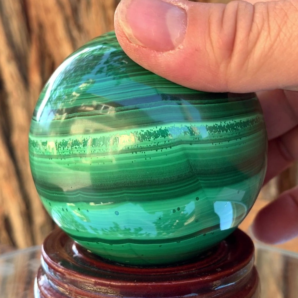 6.5cm 830g Polished Malachite Sphere from Congo