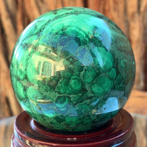 6cm 620g Polished Malachite Sphere from Congo
