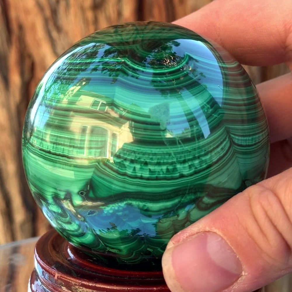 6.5cm 819g Polished Malachite Sphere from Congo