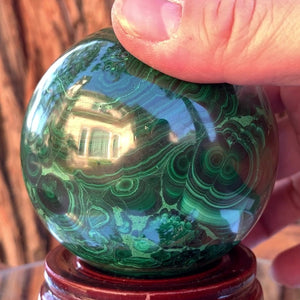 7cm 1.06kg Polished Malachite Sphere from Congo