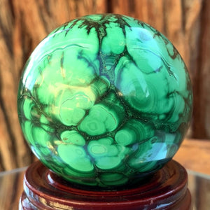 6.5cm 690g Polished Malachite Sphere from Congo