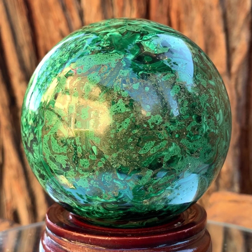 7.5cm 1.17kg Polished Malachite Sphere from Congo