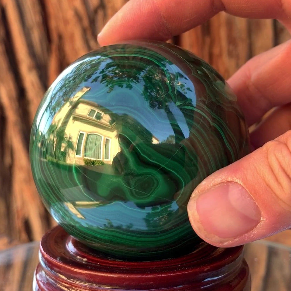 6cm 775g Polished Malachite Sphere from Congo