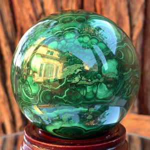 7.5cm 1.21kg Polished Malachite Sphere from Congo