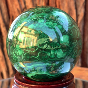 
            
                Load image into Gallery viewer, 7.5cm 1.21kg Polished Malachite Sphere from Congo
            
        