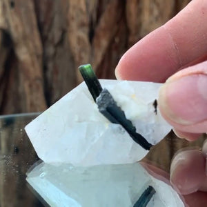 7cm 95g Green Tourmaline and Himalayan Quartz, Tulga Mine, Gilgit-Baltistan, Pakistan