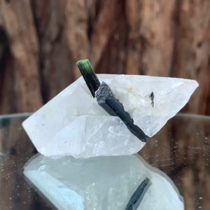 7cm 95g Green Tourmaline and Himalayan Quartz, Tulga Mine, Gilgit-Baltistan, Pakistan