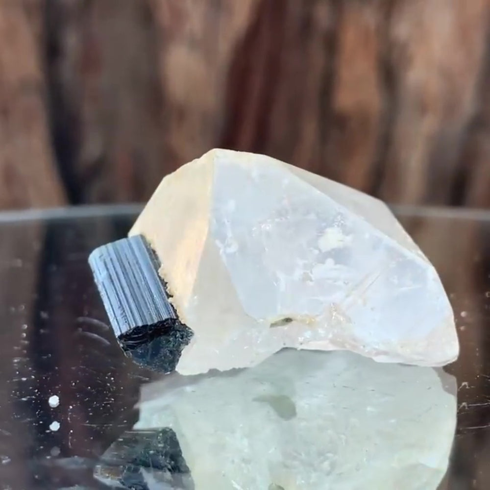 3.5cm 28g Green Tourmaline and Himalayan Quartz, Tulga Mine, Gilgit-Baltistan, Pakistan
