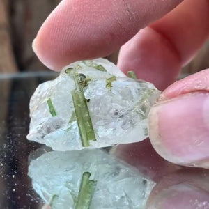 3.5cm 17g Green Tourmaline and Himalayan Quartz, Tulga Mine, Gilgit-Baltistan, Pakistan